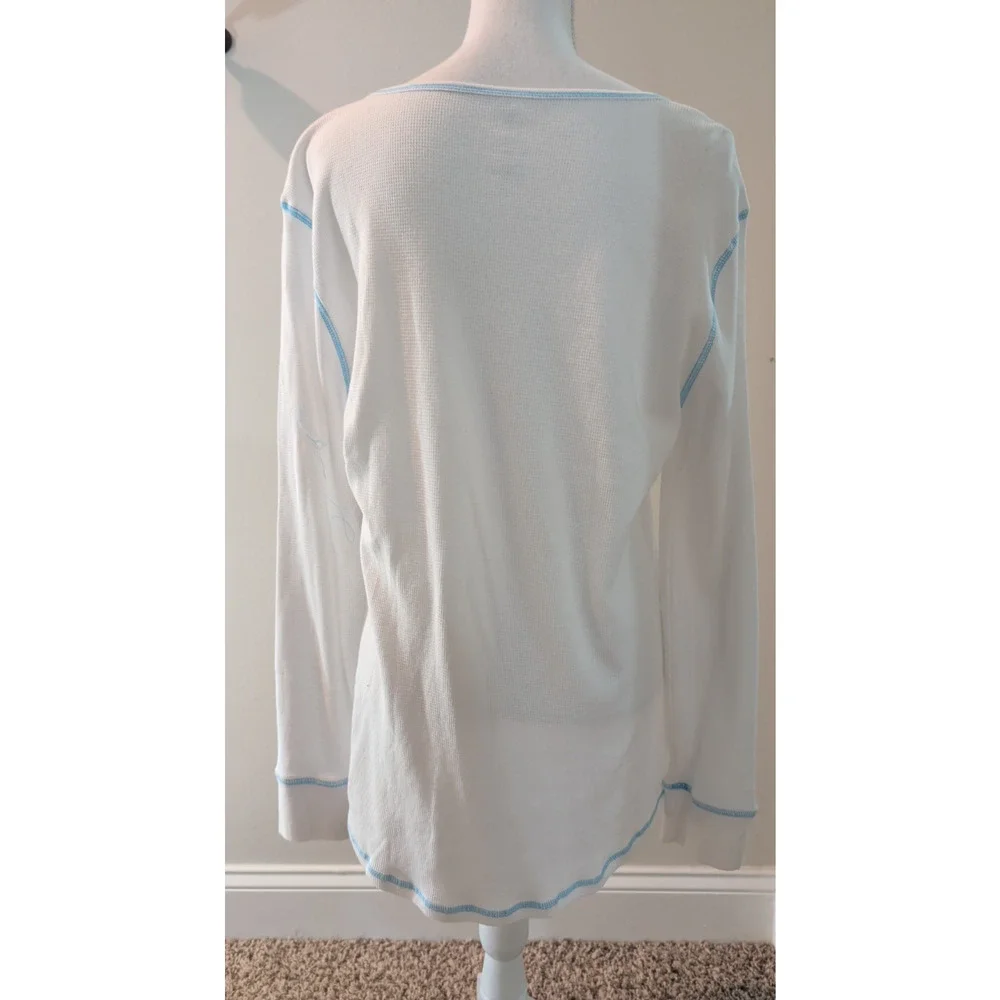 Women's Disney Japan Mickey & Minnie LOVE Shirt XL White Long Sleeve thermal NEW - Picture 5 of 11